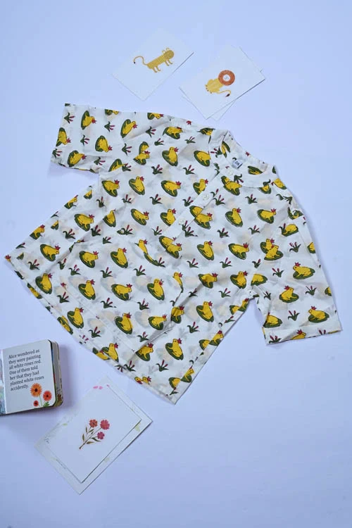 Poddar Exports Yellow Frog Kids Cotton Hoodie Kurta Shirt - Image 4