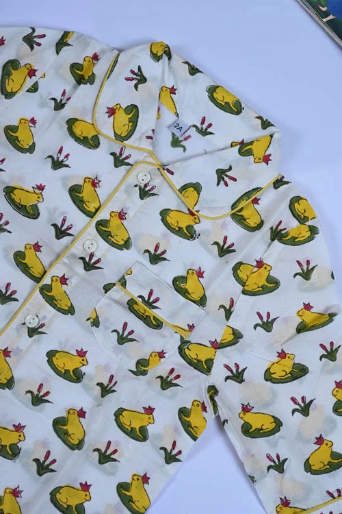 Poddar Exports Yellow Frog Kids Cotton Night Suit Set - Image 3