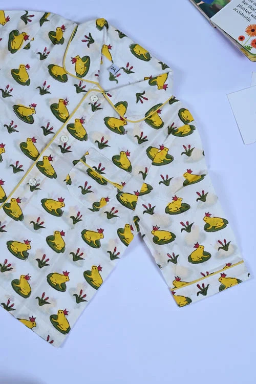 Poddar Exports Yellow Frog Kids Cotton Night Suit Set - Image 4