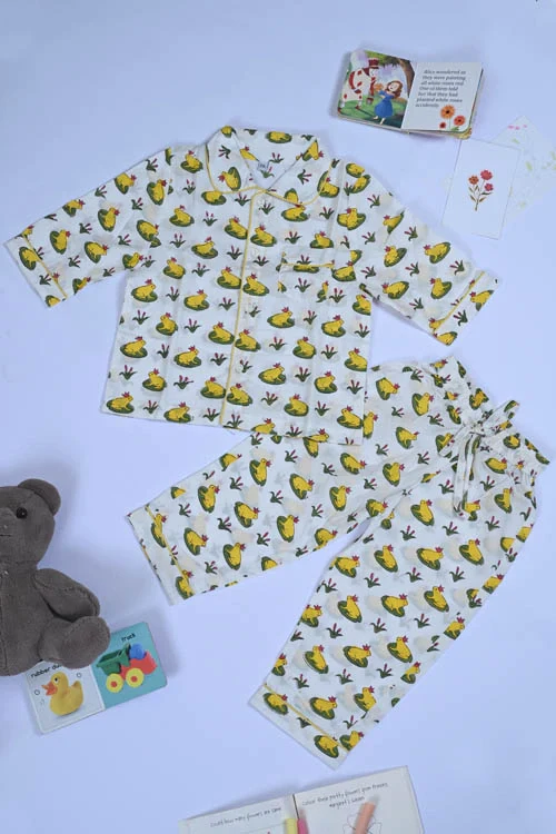 Poddar Exports Yellow Frog Kids Cotton Night Suit Set - Image 6