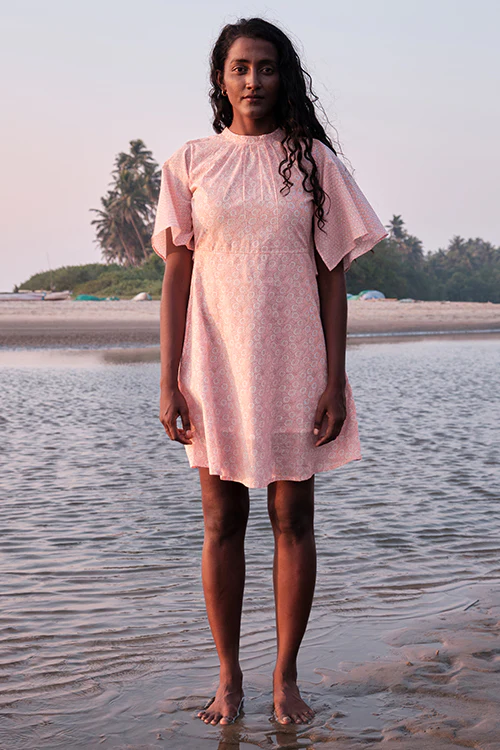 Okhai 'Poetry' Mul Cotton Hand Block Printed Dress - Image 4