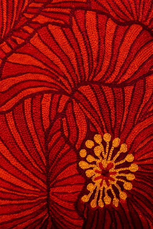 Zaina By Ctok Poppies Chainstitch Embroidered Cushion Cover Red & Yellow - Image 3