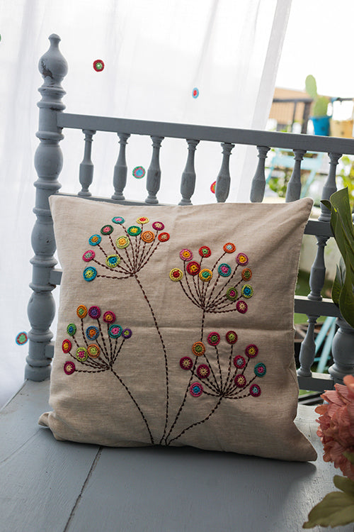 Samoolam Prakriti Cushion Cover ~ Beige Blossom