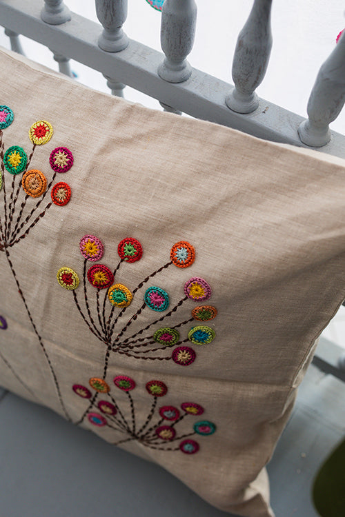 Samoolam Prakriti Cushion Cover ~ Beige Blossom - Image 2