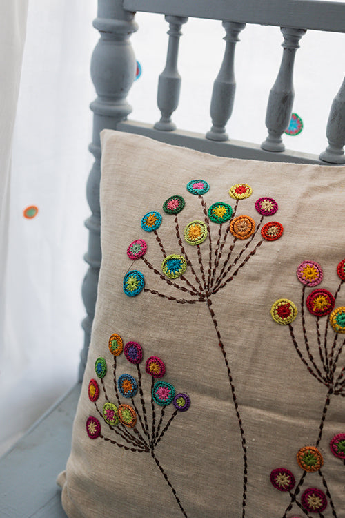 Samoolam Prakriti Cushion Cover ~ Beige Blossom - Image 3