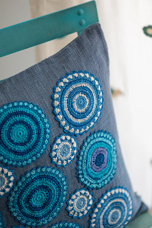 Samoolam Prakriti Cushion Cover ~ Blue Mandalas - Image 3