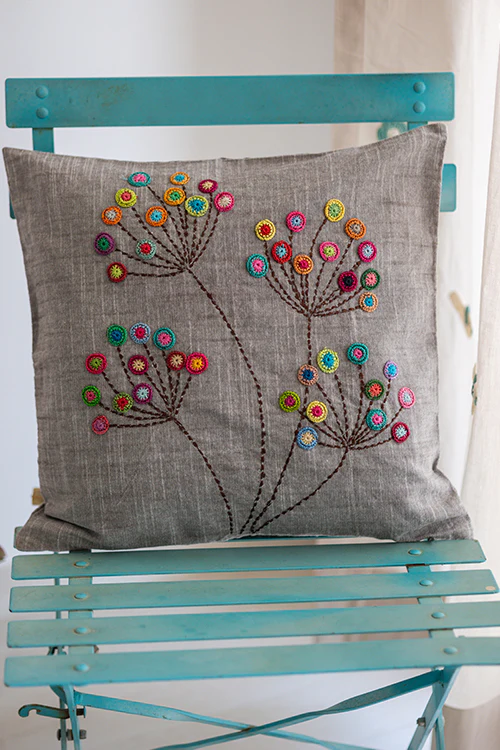 Samoolam Prakriti Cushion Cover ~ Grey Blossom