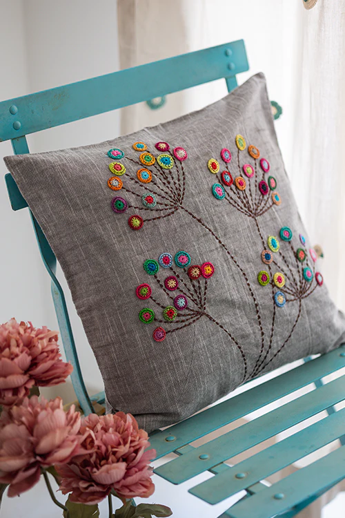 Samoolam Prakriti Cushion Cover ~ Grey Blossom - Image 2