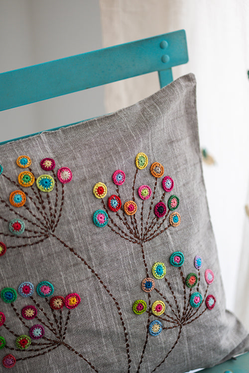 Samoolam Prakriti Cushion Cover ~ Grey Blossom - Image 3