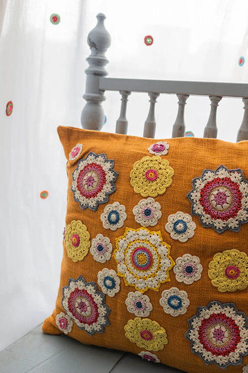 Samoolam Prakriti Cushion Cover ~ Mustard Mandalas - Image 2