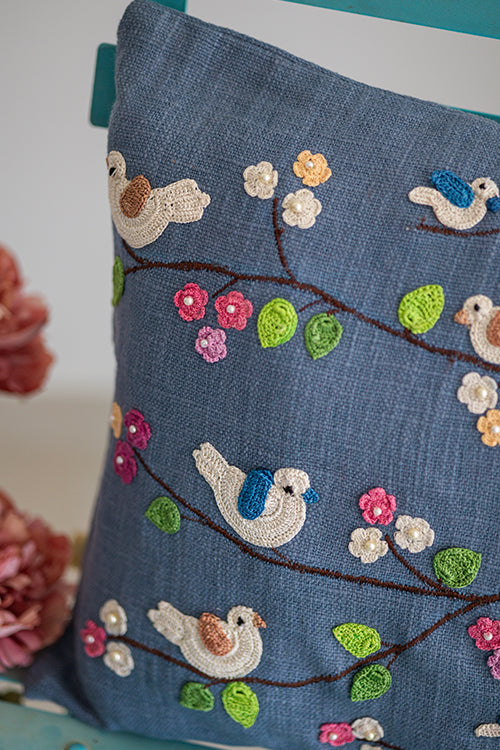 Samoolam Prakriti Cushion Cover ~ Spring Birds - Image 3
