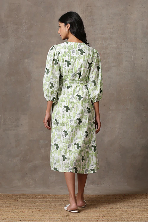 Okhai 'Prickly Pear' Pure Cotton Hand Block Printed Dress - Image 3