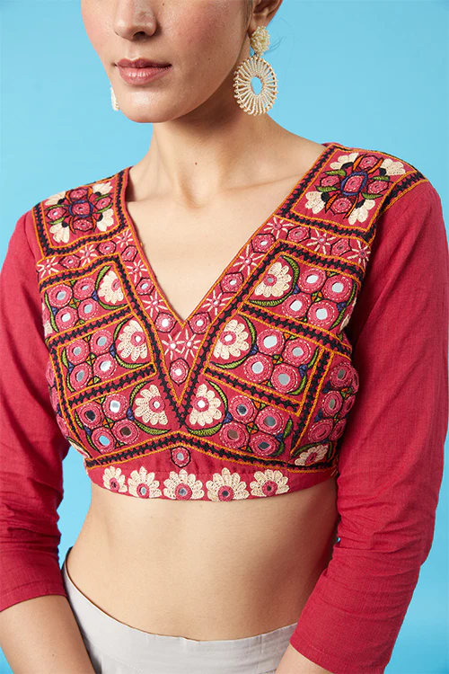 Okhai 'Princess' Kutch Embroidered Pure Cotton Blouse - Image 2