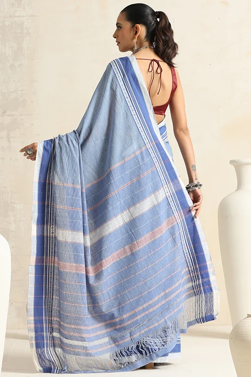 Punarjeevana Indigo Body White Indigo Border Reversible Anne Hejje - Image 5