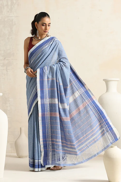 Punarjeevana Indigo Body White Indigo Border Reversible Anne Hejje - Image 6
