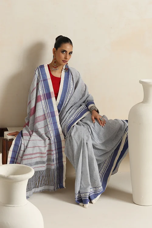 Punarjeevana Light Indigo Body Indigo Border Reversible Anne Hejje - Image 8