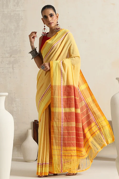 Punarjeevana Light Mango Body Yellow  Border Reversible Anne Hejje - Image 4