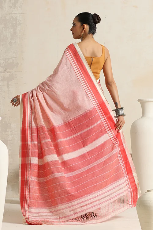 Punarjeevana Peach Body Off White Border Reversible Anne Hejje - Image 5