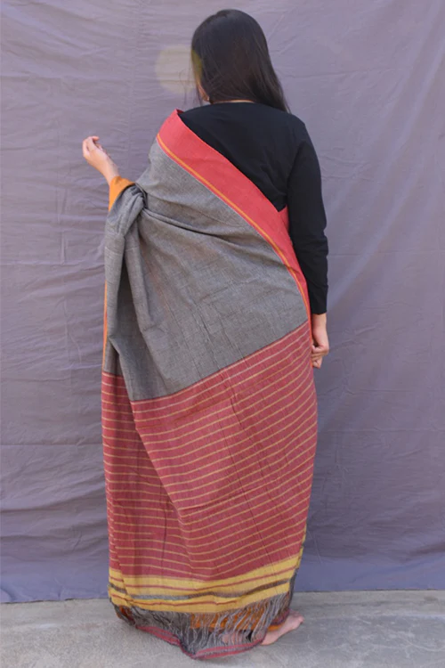 Punarjeevana Red-Mustard Border Reversible Patteda Anchu - Image 3