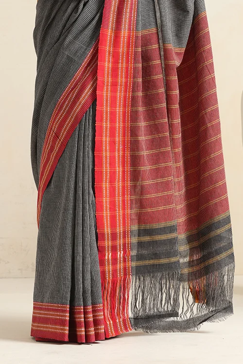 Punarjeevana Red - Yellow Ganga Jamuna Border - Jowar Motif Reversible Gomi Teni - Image 3