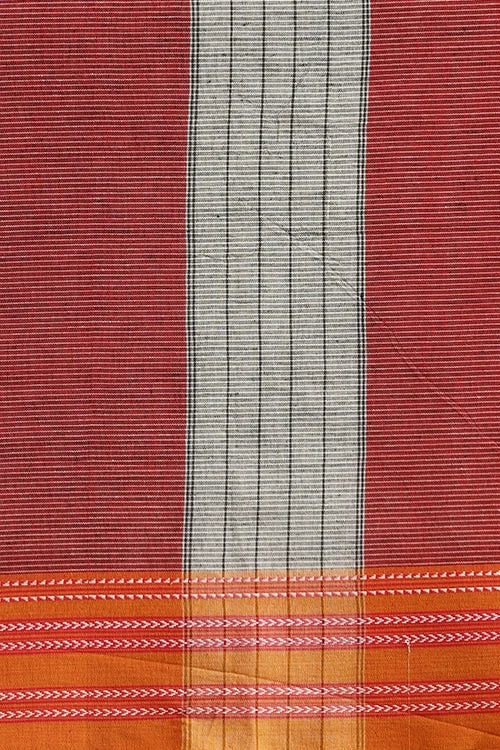 Punarjeevana Red - Yellow Ganga Jamuna Border - Jowar Motif Reversible Gomi Teni - Image 7