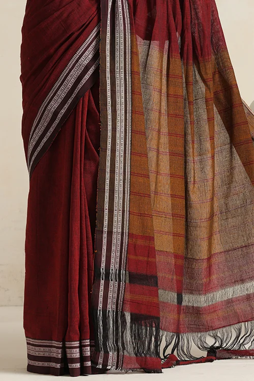 Punarjeevana Single Maroon Border Reversible Hubli - Image 3