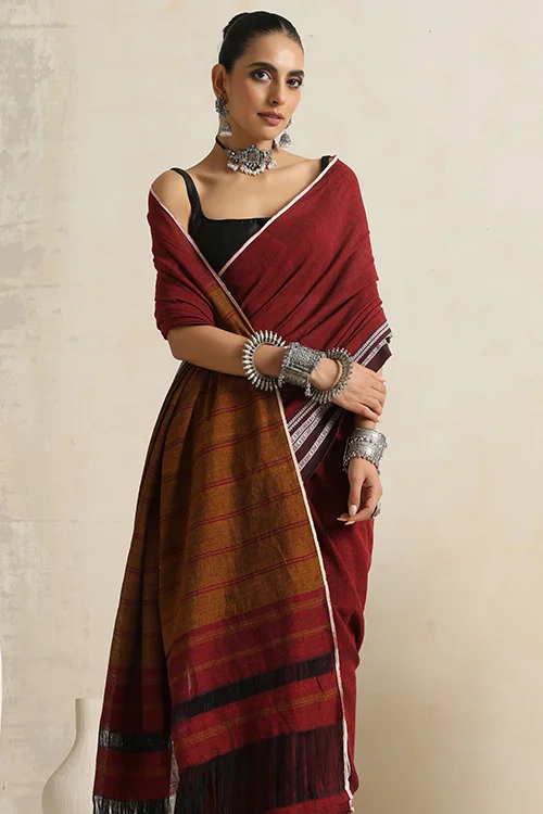Punarjeevana Single Maroon Border Reversible Hubli - Image 4