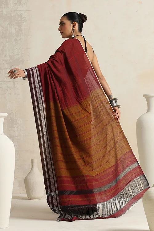 Punarjeevana Single Maroon Border Reversible Hubli - Image 6