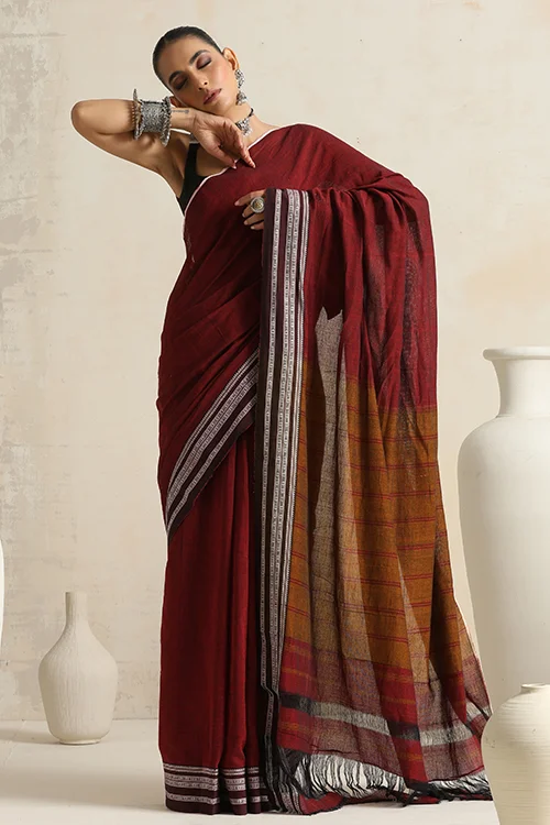 Punarjeevana Single Maroon Border Reversible Hubli - Image 7