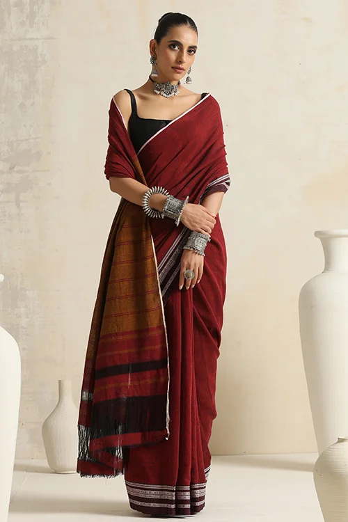 Punarjeevana Single Maroon Border Reversible Hubli - Image 8