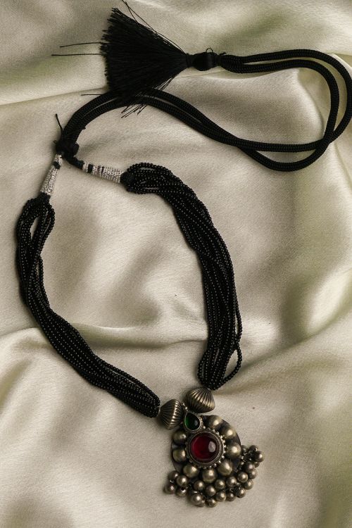 TICH Pure Silver Traditional Maharashtrian Neckpiece - Saaz