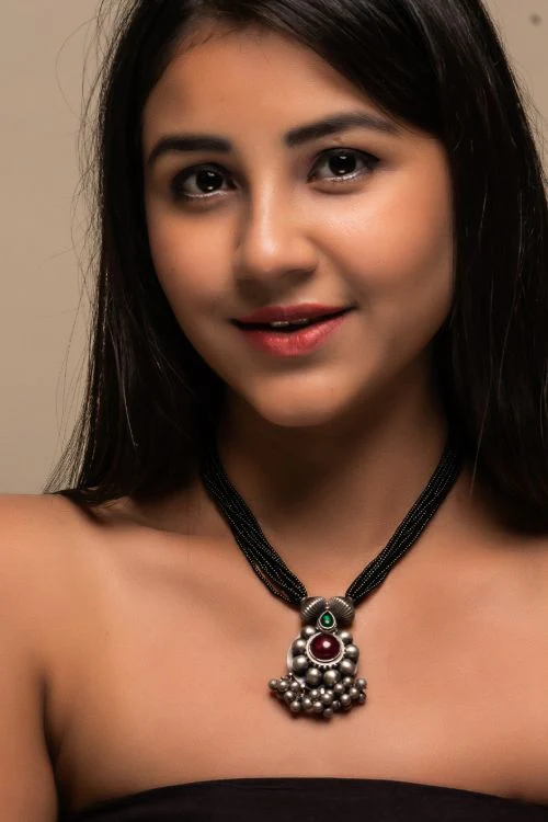TICH Pure Silver Traditional Maharashtrian Neckpiece - Saaz - Image 3