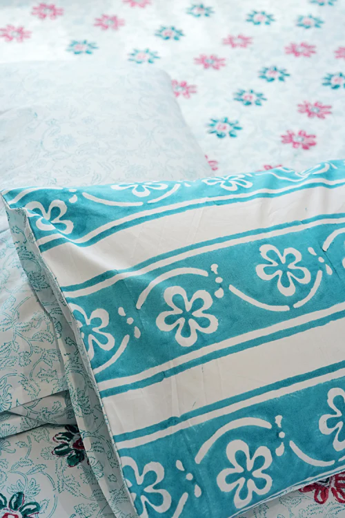 Sooti Syahi Pure Slumber Hand Block Printed Cotton Percale Bedsheet - Image 7