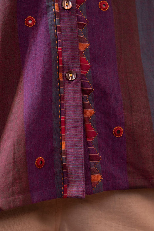 Rangsutra Haveli Applique And Kaanch Purple Hand Embroidered Top - Image 3