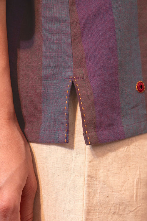 Rangsutra Haveli Applique And Kaanch Purple Hand Embroidered Top - Image 6