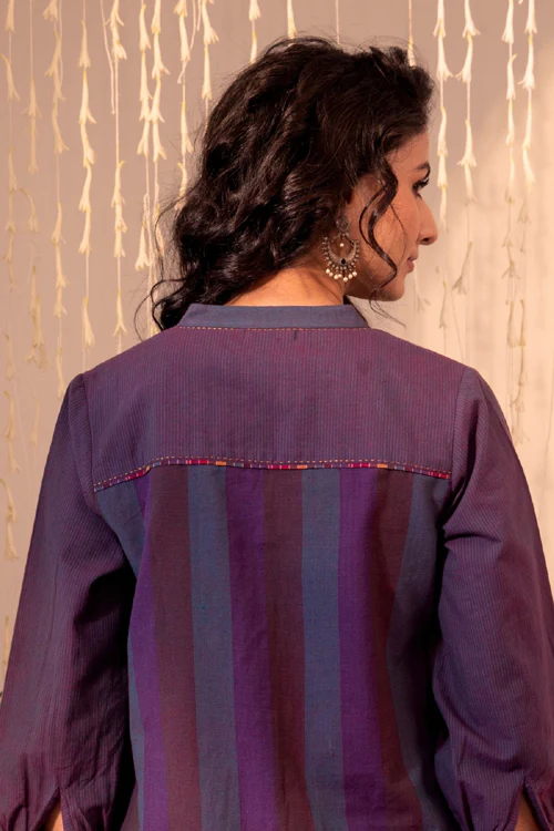 Rangsutra Haveli Applique And Kaanch Purple Hand Embroidered Top - Image 8