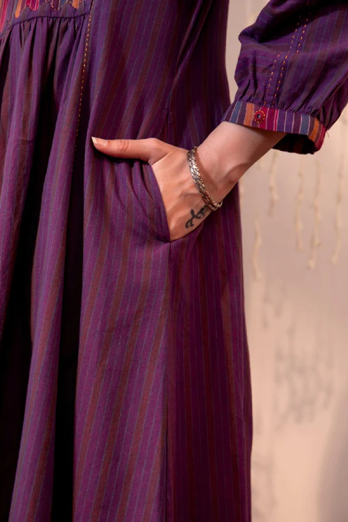 Rangsutra Haveli Applique Purple Hand Embroidered Dress - Image 4