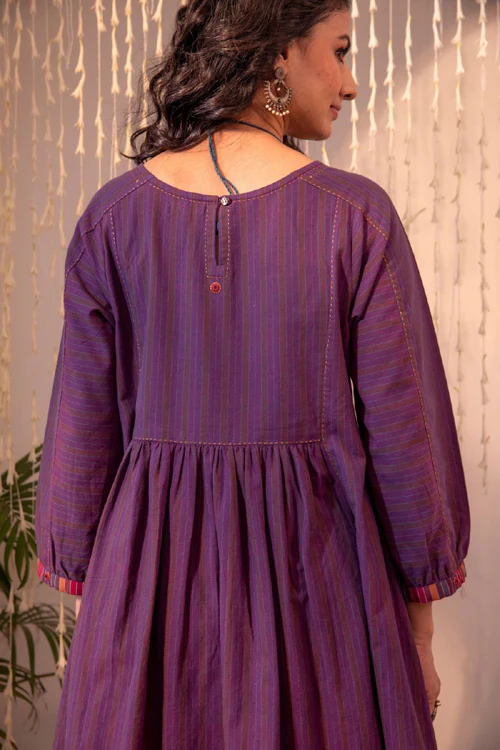 Rangsutra Haveli Applique Purple Hand Embroidered Dress - Image 7