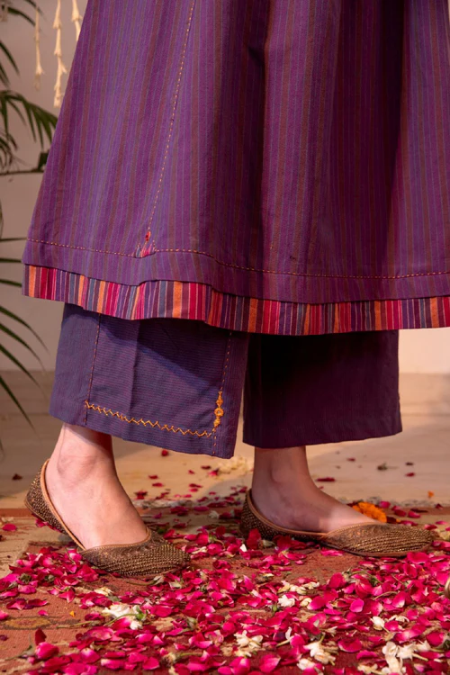Rangsutra Haveli Applique Purple Hand Embroidered Dress - Image 8