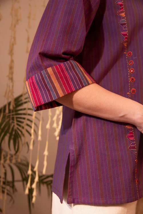 Rangsutra Haveli Applique Purple Hand Embroidered Top - Image 6