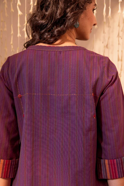 Rangsutra Haveli Applique Purple Hand Embroidered Top - Image 8