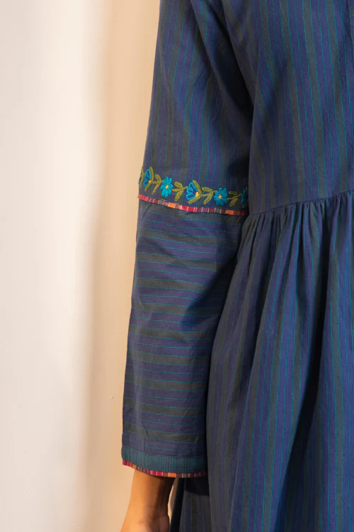 Rangsutra Haveli Blue Crewel Dress - Image 7