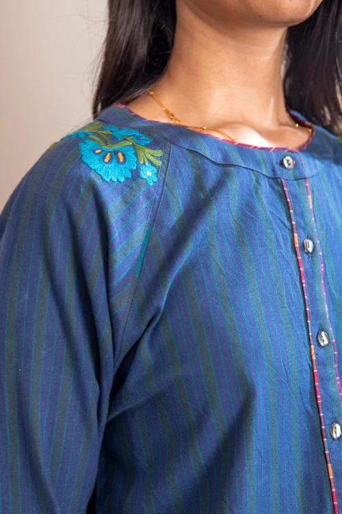 Rangsutra Haveli Crewel Blue Top - Image 2