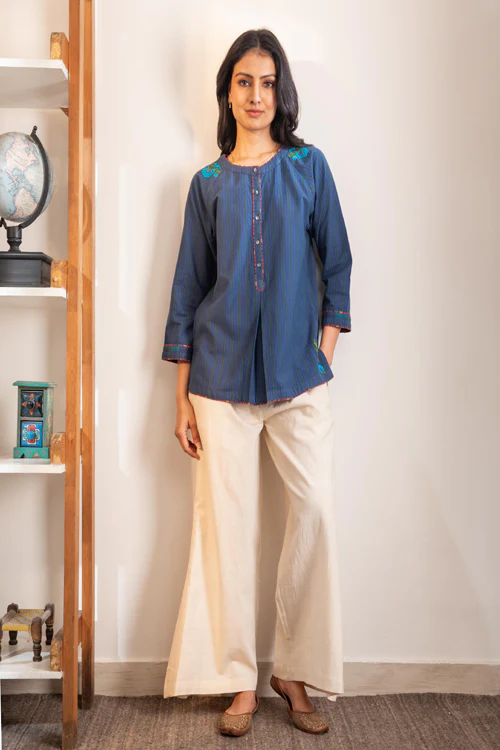 Rangsutra Haveli Crewel Blue Top - Image 5