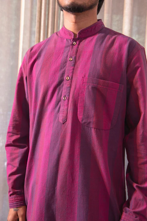 Rangsutra Haveli Soof Violet Hand Embroidered Mens Kurta - Image 2