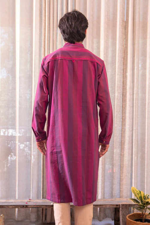 Rangsutra Haveli Soof Violet Hand Embroidered Mens Kurta - Image 6