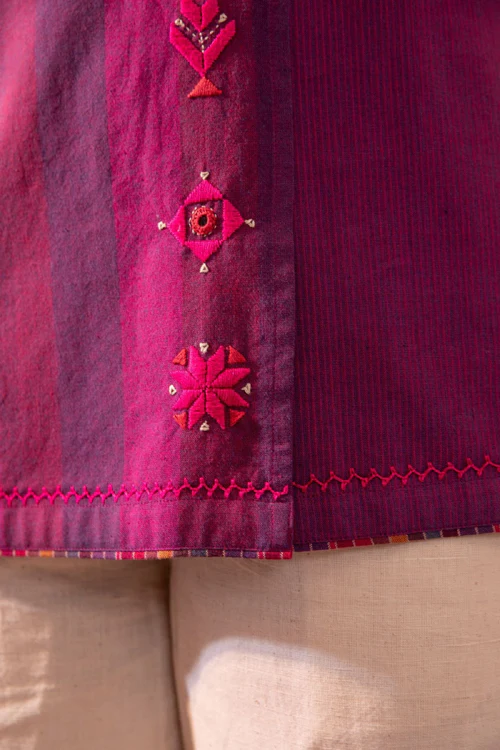 Rangsutra Haveli Soof Violet Hand Embroidered Top - Image 3