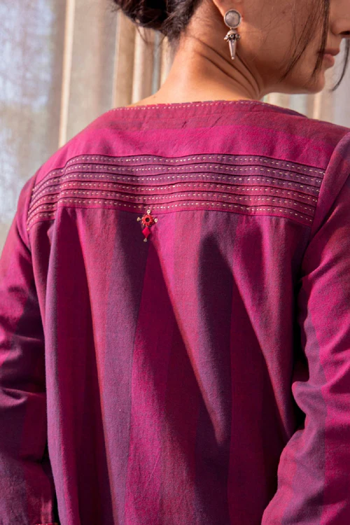 Rangsutra Haveli Soof Violet Hand Embroidered Top - Image 7