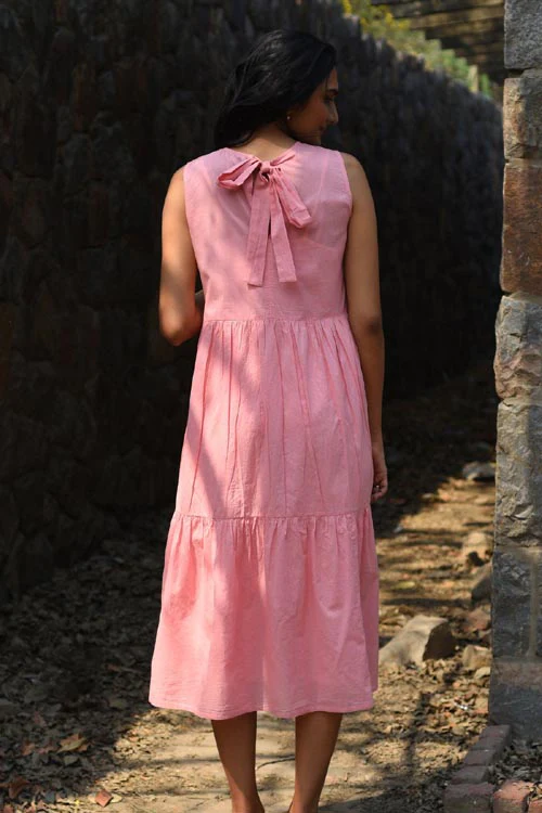 Rangsutra Nargis Pink Kashmiri Crewel Hand Embroidered Long Cotton Dress - Image 7