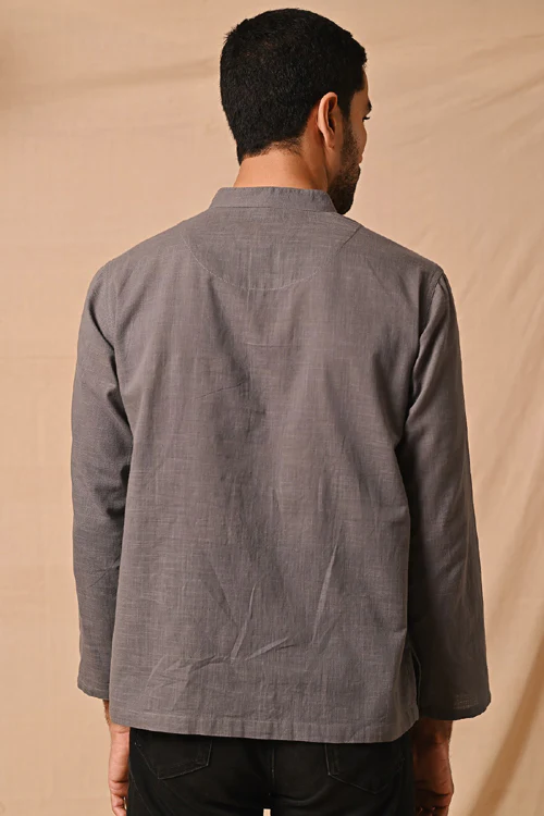 Rangsutra Ronav Grey Chikankari Allover Embroidered Short Kurta - Image 4